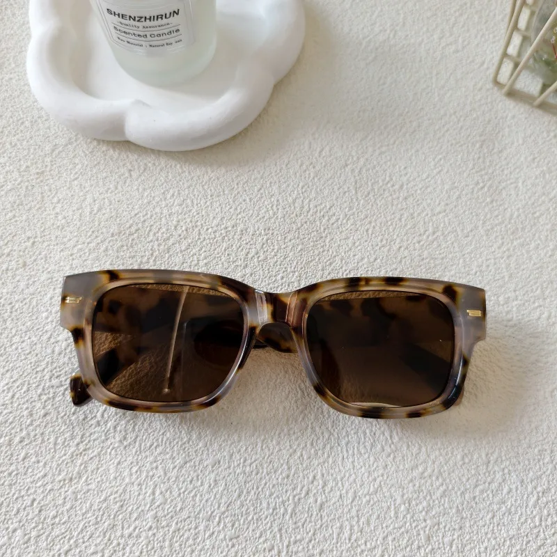Exaggerated Street Leopard UV400 Protection Resin Square Quadrilateral Full Frame Glasses display picture 11