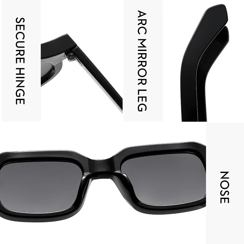 Hip-Hop Retro Streetwear Sunglasses PC UV400 Protection Square Full Frame Glasses display picture 6
