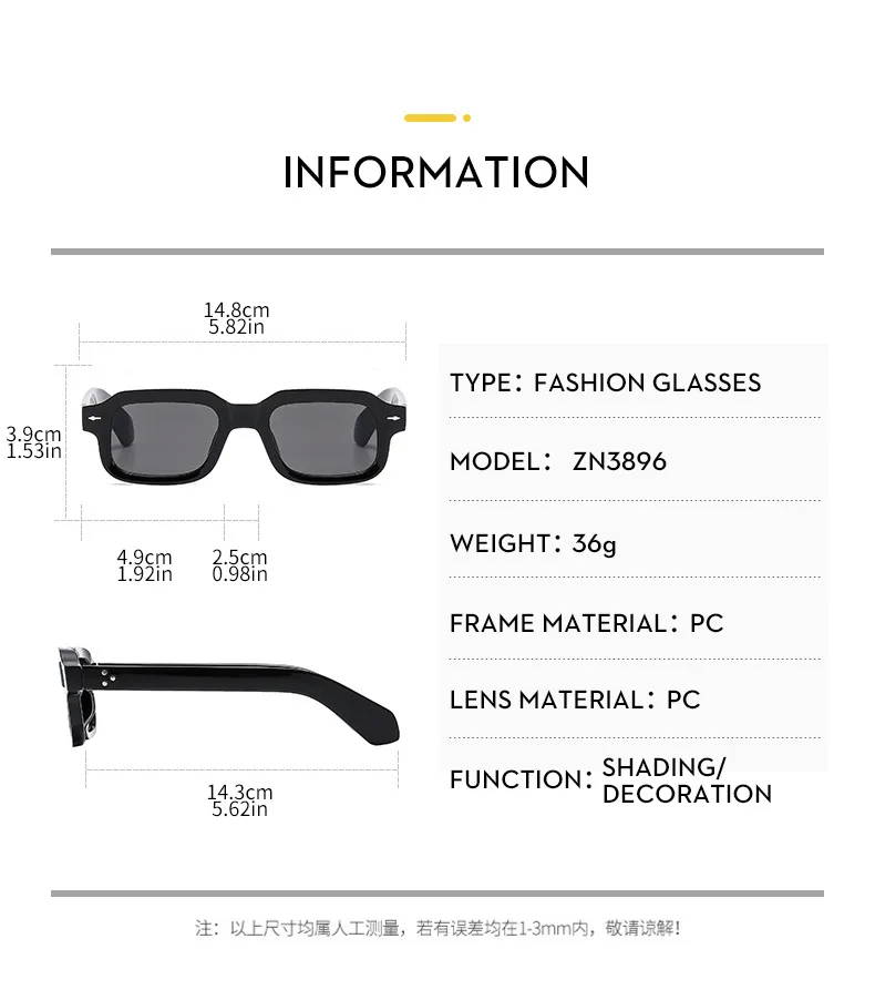 Hip-Hop Retro Streetwear Sunglasses PC UV400 Protection Square Full Frame Glasses display picture 7
