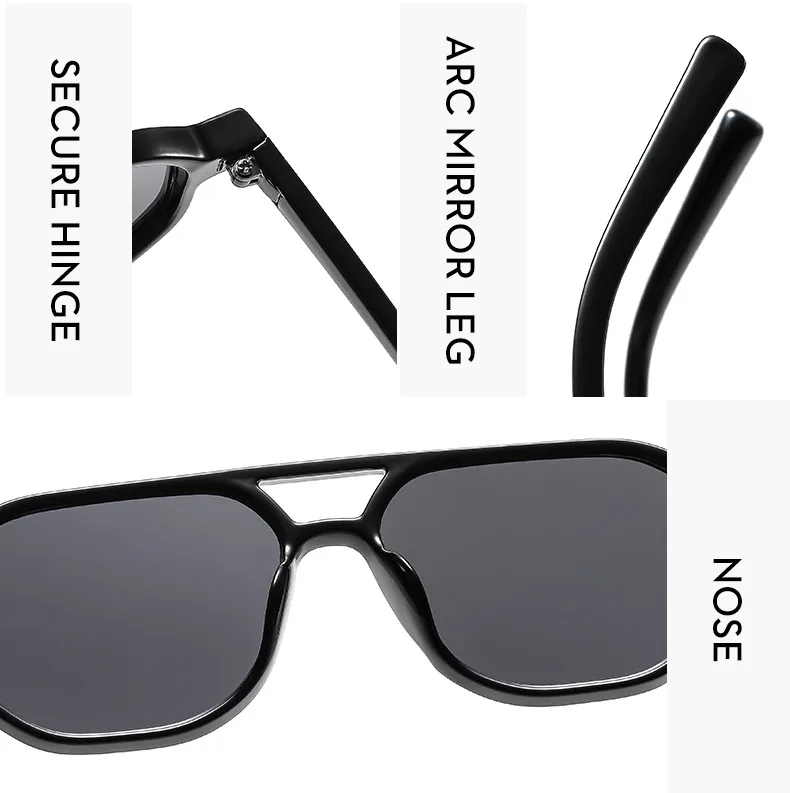 Casual Retro Simple Style Sunglasses PC UV400 Protection Polygon Avaitor Full Frame Glasses display picture 6