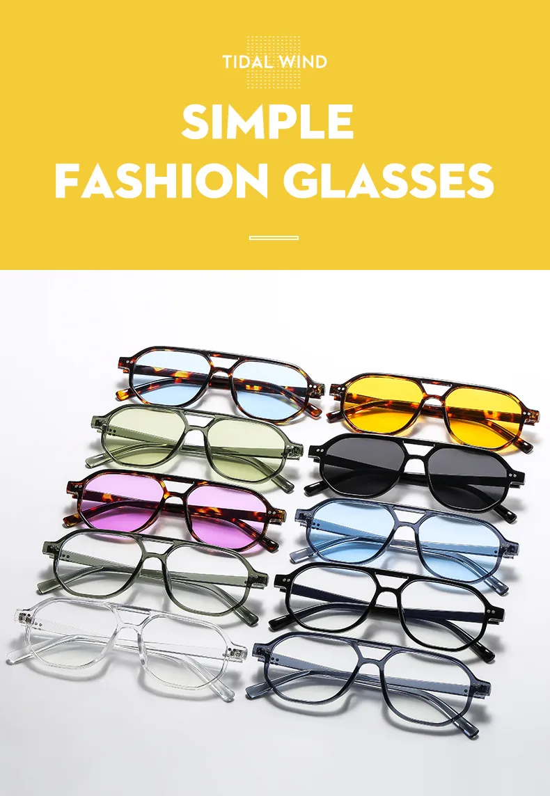 Casual Retro Simple Style Sunglasses PC UV400 Protection Polygon Avaitor Full Frame Glasses display picture 1