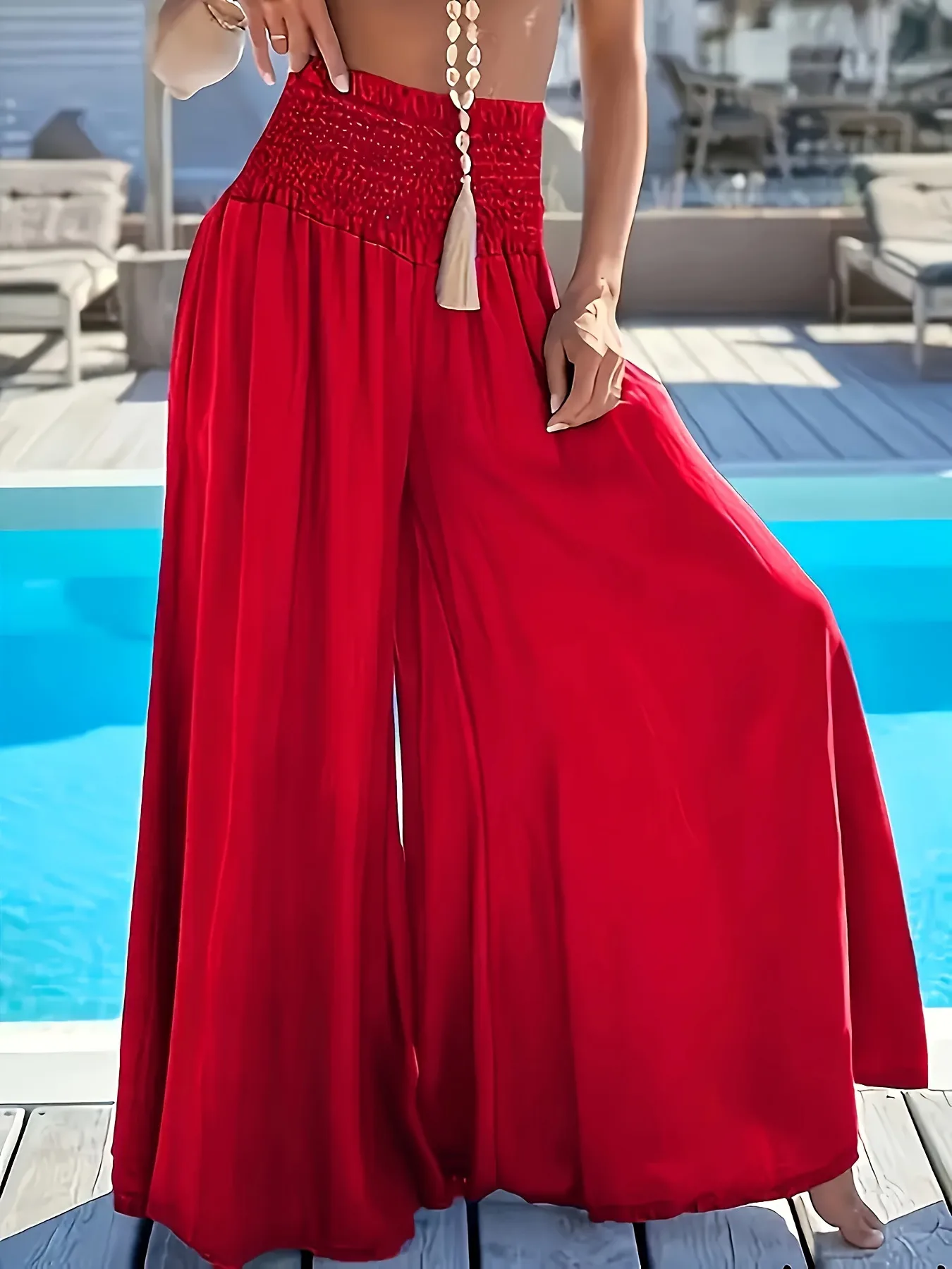 Independent Station  Europe And The United States  Spring And Summer New Solid Color High Waist Ice Silk Wide Leg Pants For Women display picture 8