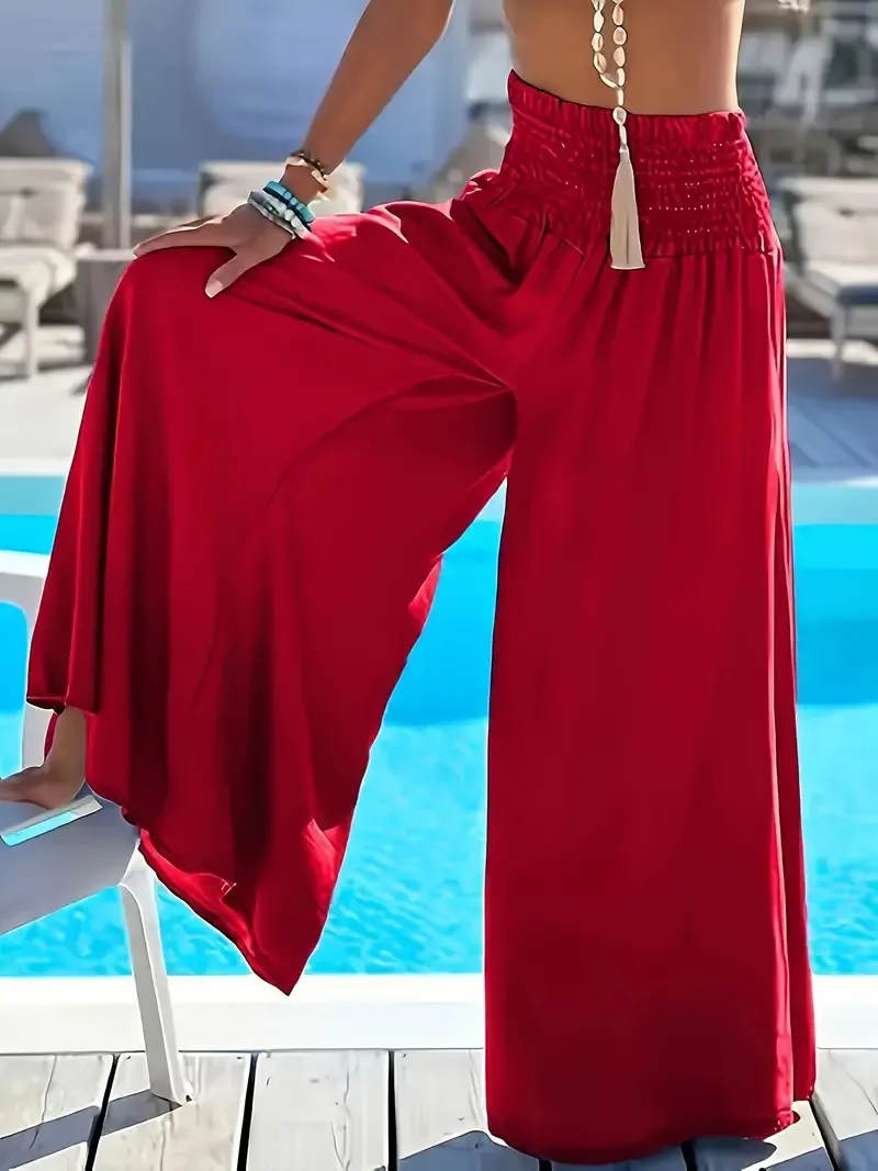 Independent Station  Europe And The United States  Spring And Summer New Solid Color High Waist Ice Silk Wide Leg Pants For Women display picture 10