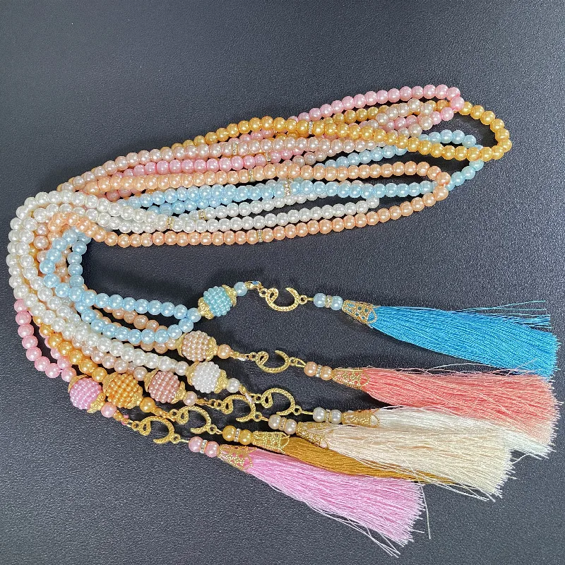 99 6-li Glass Imitation Pearl String Tassel TASBIH Rosary Beads Middle East  Wholesale Original Bracelet Pendant display picture 3