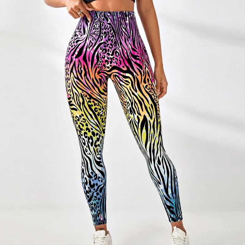 Casual Fitness Lady Multicolor Nylon Spandex Active Bottoms Skinny Pants display picture 1