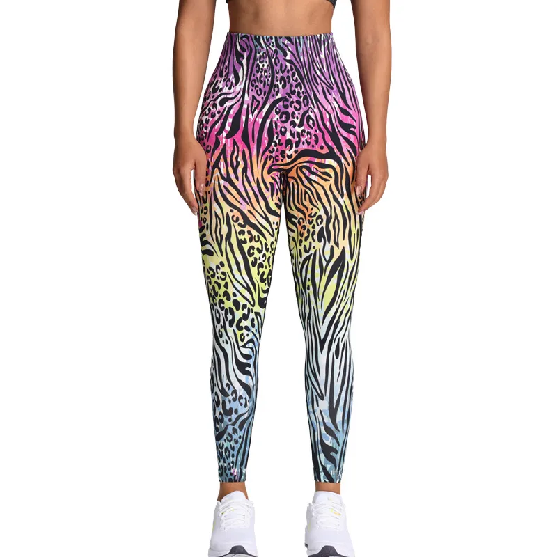 Casual Fitness Lady Multicolor Nylon Spandex Active Bottoms Skinny Pants display picture 5
