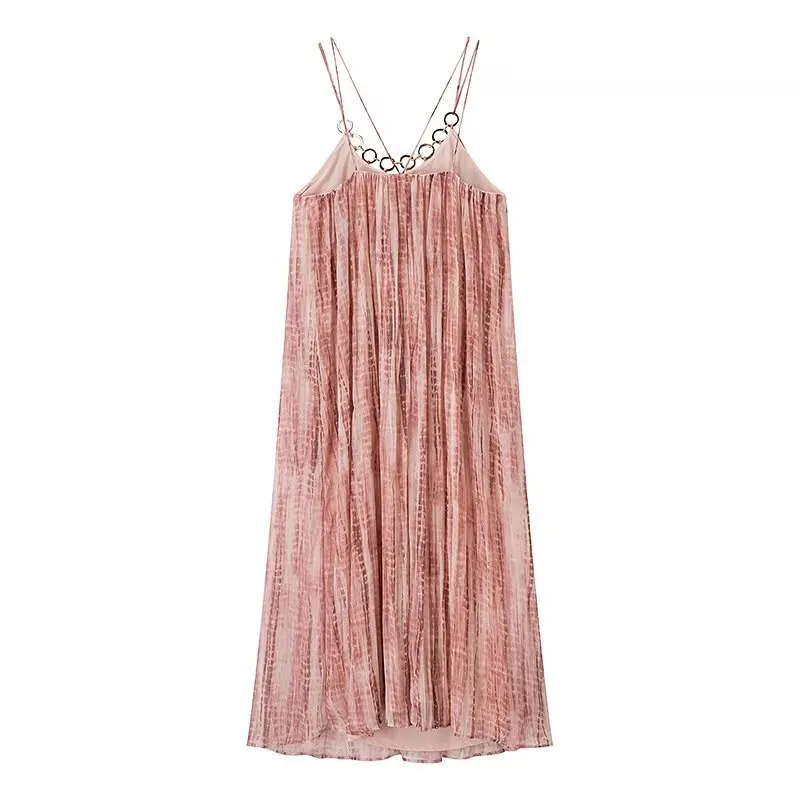 Sexy Tie Dye Maxi Dress European Style Summer Fashion Elegant Strapless Gown For Trendy Girls Ankle Length Polyester Fabric display picture 2