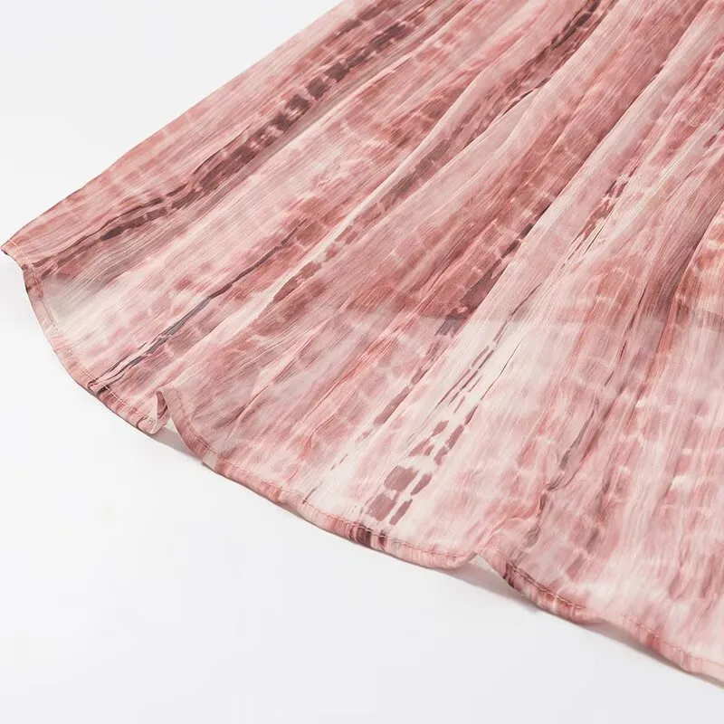 Sexy Tie Dye Maxi Dress European Style Summer Fashion Elegant Strapless Gown For Trendy Girls Ankle Length Polyester Fabric display picture 7