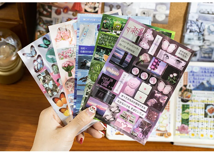 Language Idle Cutting Film Sticker Book Flow Thread Micro Dream Series New Ancient Early Wind Material Hand Account Diy Mobile Phone Back Card Collage display picture 1