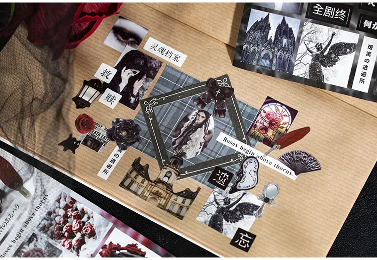 Language Idle Cutting Film Sticker Book Flow Thread Micro Dream Series New Ancient Early Wind Material Hand Account Diy Mobile Phone Back Card Collage display picture 5