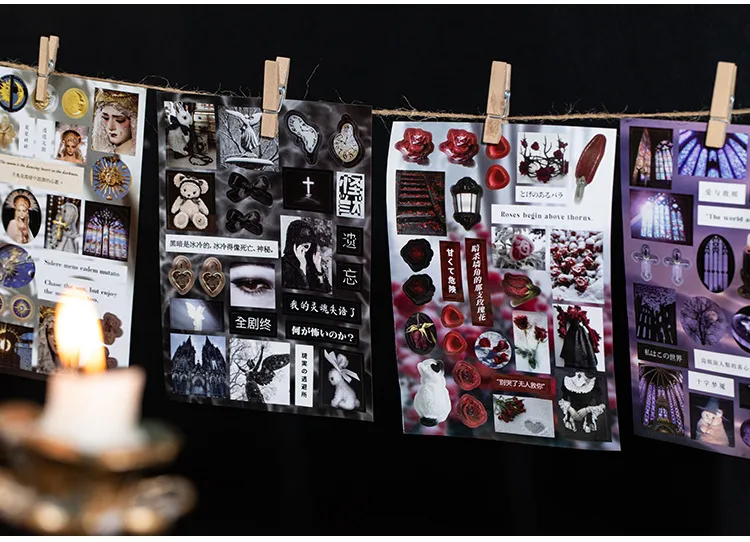 Language Idle Cutting Film Sticker Book Flow Thread Micro Dream Series New Ancient Early Wind Material Hand Account Diy Mobile Phone Back Card Collage display picture 7