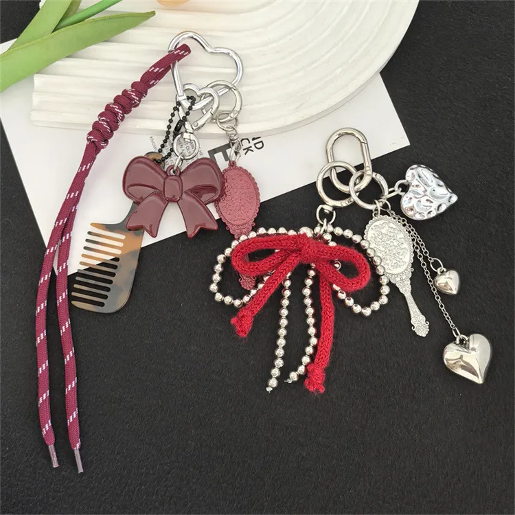 New Style Creative Fashion Heart Bow Pendant Keychain Braided Rope Bag Pendant Personalized Versatile Pendant display picture 5