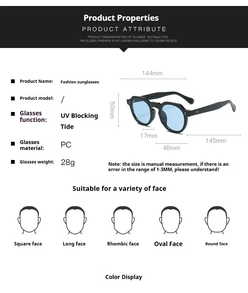 New Retro Box Ocean Glasses   Color Sunglasses Glasses For Travel All-match Party Sunglasses display picture 1