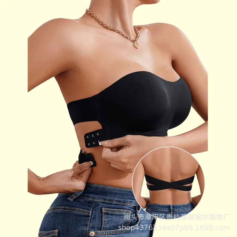 Explosions Strapless Bra Cross Side Buckle Underwear For Women display picture 1