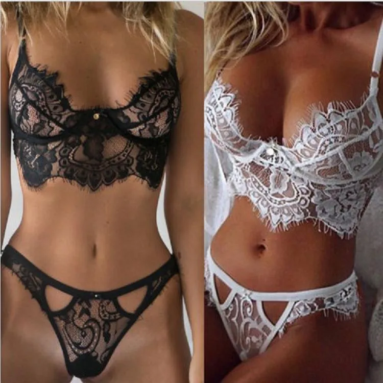 Sexy Underwear Europe And The United States Sexy Underwear Eyelash Lace Three-point Sexy Set Manufacturers Spot Wholesale display picture 5