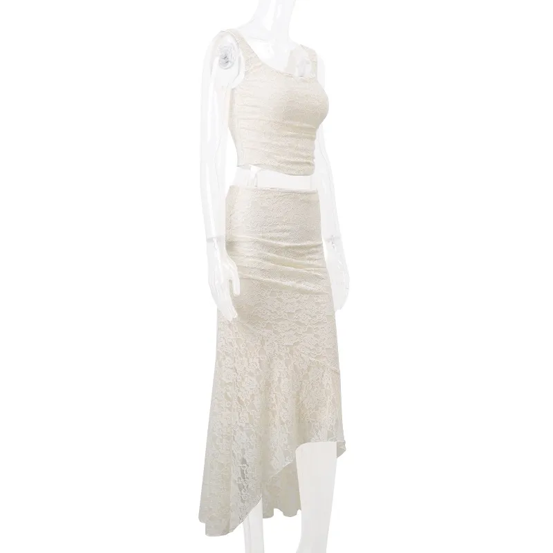 Style Women's Clothing  Autumn New Sexy Pleated Strap Top French Temperament Lace Skirt Suit display picture 13