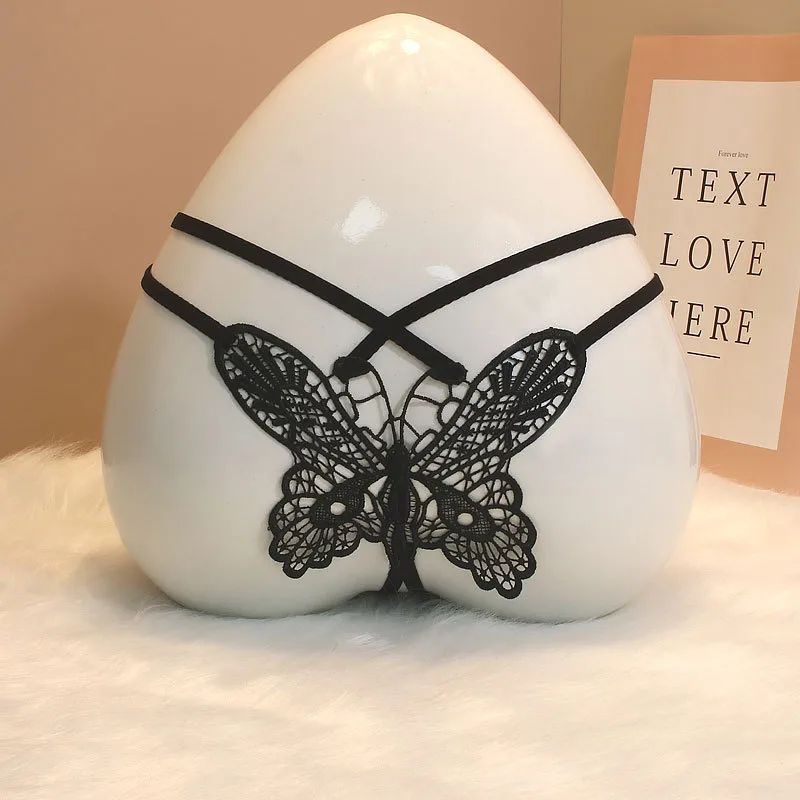 Foreign Trade Sexy Hollow Underwear Female Butterfly Element Date Convenient To Be A Man By Your Lace Open-end Support Her Thong display picture 14