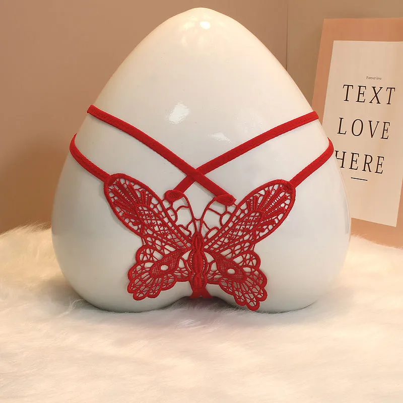 Foreign Trade Sexy Hollow Underwear Female Butterfly Element Date Convenient To Be A Man By Your Lace Open-end Support Her Thong display picture 17