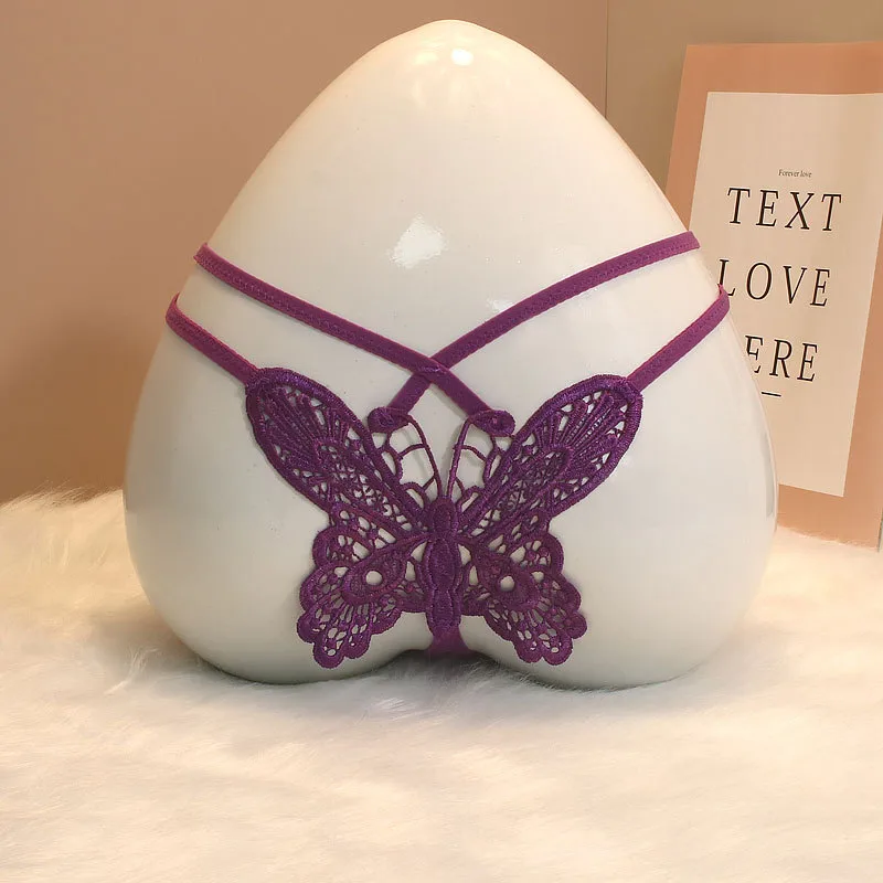 Foreign Trade Sexy Hollow Underwear Female Butterfly Element Date Convenient To Be A Man By Your Lace Open-end Support Her Thong display picture 20