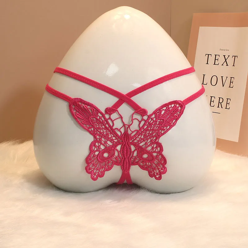 Foreign Trade Sexy Hollow Underwear Female Butterfly Element Date Convenient To Be A Man By Your Lace Open-end Support Her Thong display picture 23