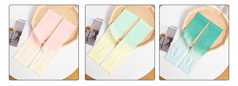 Summer  New Style Fashionable Gradient Ice Silk Sleeve Men's And Women's Sun Protection Oversleeve Outdoor Riding Printed Logo Ice Sleeve display picture 7