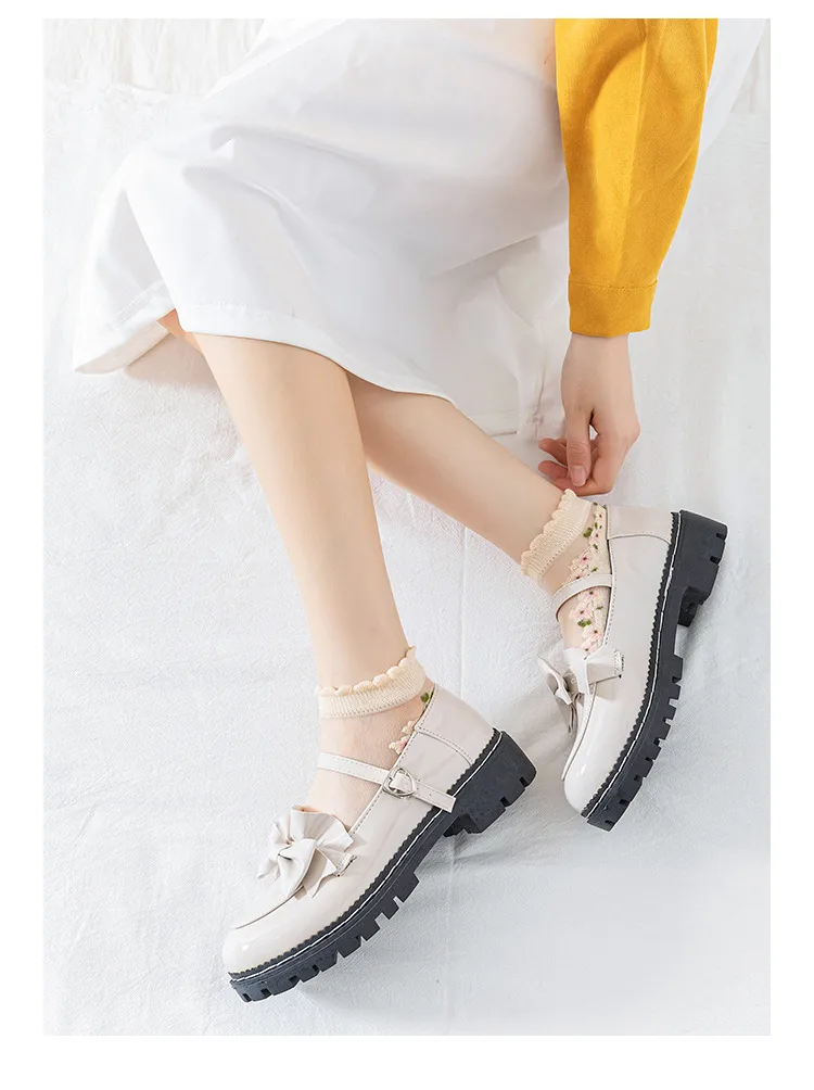 Floral Glass Silk Women's Summer Short Socks New Style Cute Fresh Style Ins Short Socks Cotton Bottom Sweat Absorbing Breathable Socks display picture 2