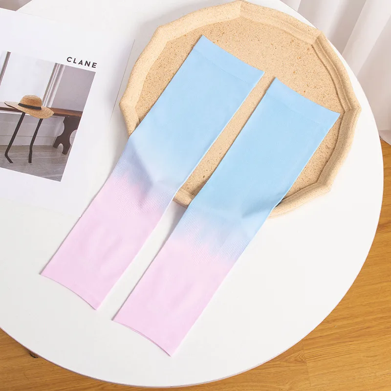 Summer  New Style Fashionable Gradient Ice Silk Sleeve Men's And Women's Sun Protection Oversleeve Outdoor Riding Printed Logo Ice Sleeve display picture 17