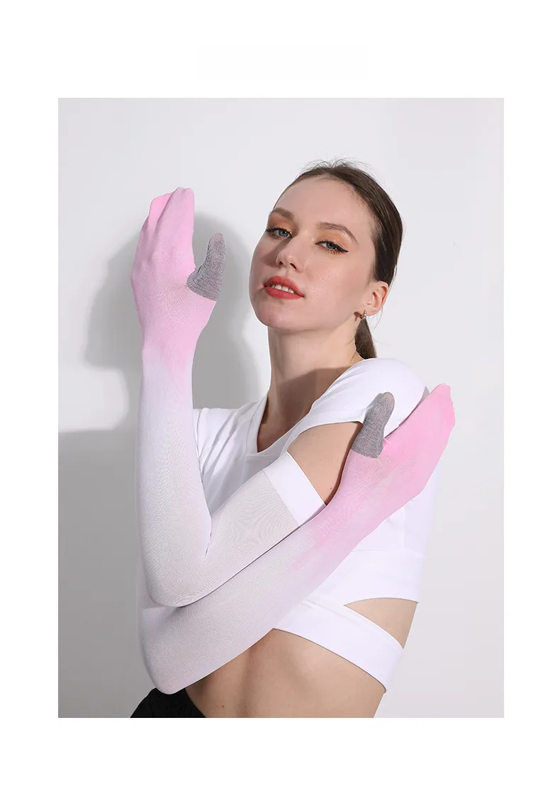 Summer  New Style Fashionable Gradient Ice Silk Sleeve Men's And Women's Sun Protection Oversleeve Outdoor Riding Printed Logo Ice Sleeve display picture 30