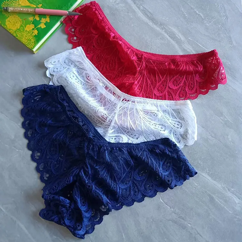 Women's Lace Underwear Sexy Sports Fun Low Waist Seamless Briefs Lace Women's Thong Foreign Trade T-pants display picture 1