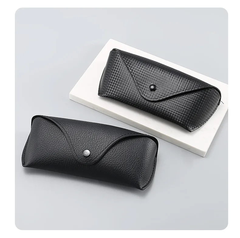 Large Black New Red Lined Leather Business Litchi Sunglasses Case Wholesale Printable LOGO display picture 2