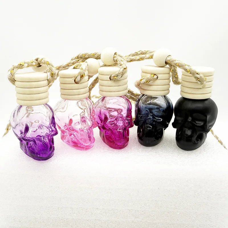 8ML Five-line Cover Color Spray Skull Glass Bottle Pendant Empty Bottle Wooden Cover New Multi-style Color Halloween Ghost Festival display picture 1