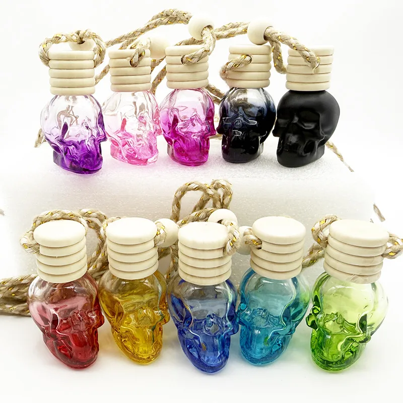 8ML Five-line Cover Color Spray Skull Glass Bottle Pendant Empty Bottle Wooden Cover New Multi-style Color Halloween Ghost Festival display picture 3