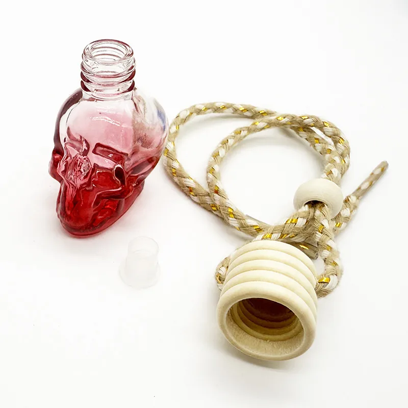 8ML Five-line Cover Color Spray Skull Glass Bottle Pendant Empty Bottle Wooden Cover New Multi-style Color Halloween Ghost Festival display picture 4