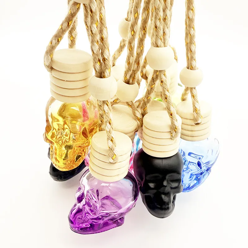 8ML Five-line Cover Color Spray Skull Glass Bottle Pendant Empty Bottle Wooden Cover New Multi-style Color Halloween Ghost Festival display picture 5