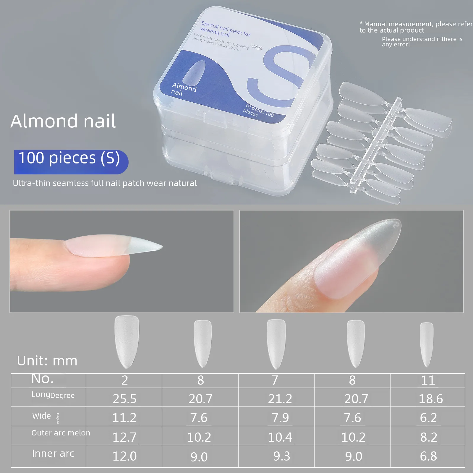 Nail Wear Nail Special Nail Tip Carving-Free Ultra-Thin Seamless Fake Nail Patch Nail Art 100 Pieces Factory Wholesale display picture 5