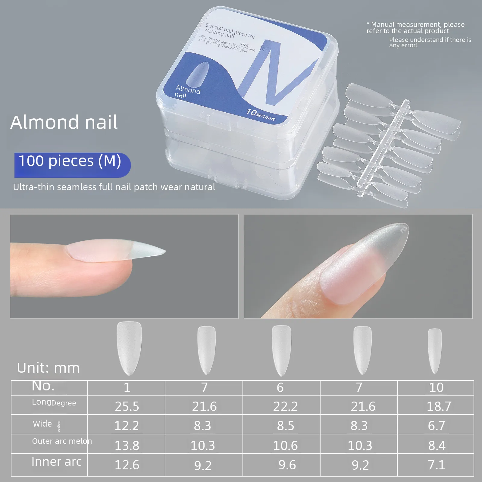 Nail Wear Nail Special Nail Tip Carving-Free Ultra-Thin Seamless Fake Nail Patch Nail Art 100 Pieces Factory Wholesale display picture 6