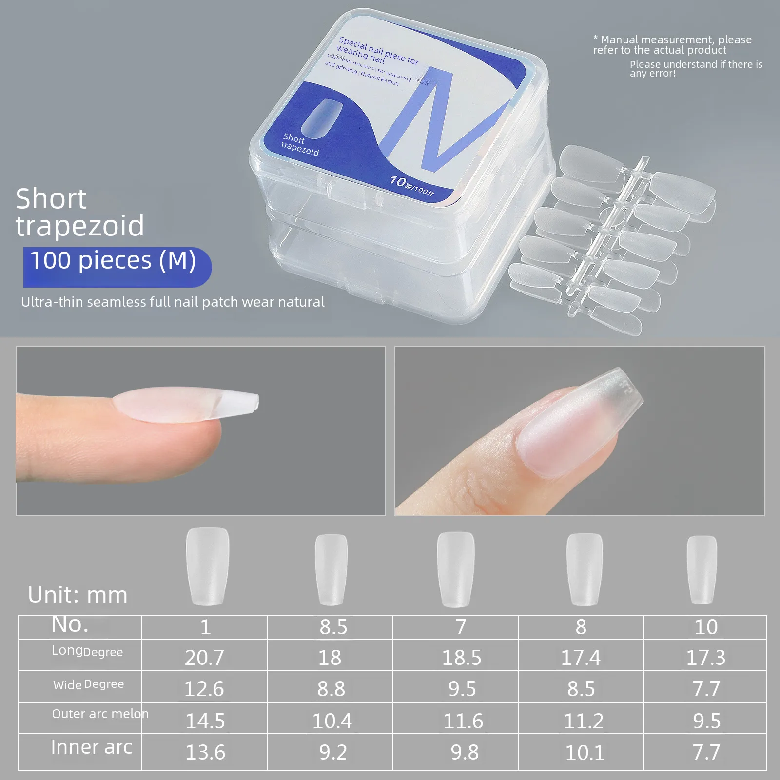 Nail Wear Nail Special Nail Tip Carving-Free Ultra-Thin Seamless Fake Nail Patch Nail Art 100 Pieces Factory Wholesale display picture 9