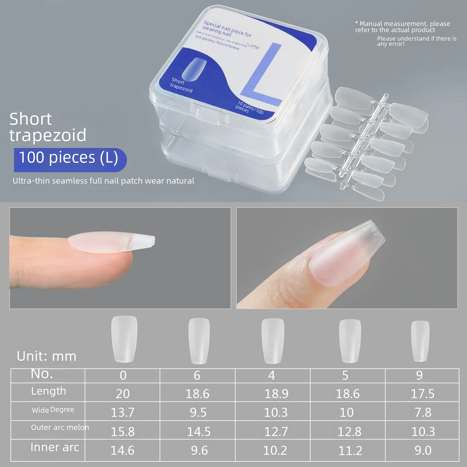 Nail Wear Nail Special Nail Tip Carving-Free Ultra-Thin Seamless Fake Nail Patch Nail Art 100 Pieces Factory Wholesale display picture 10