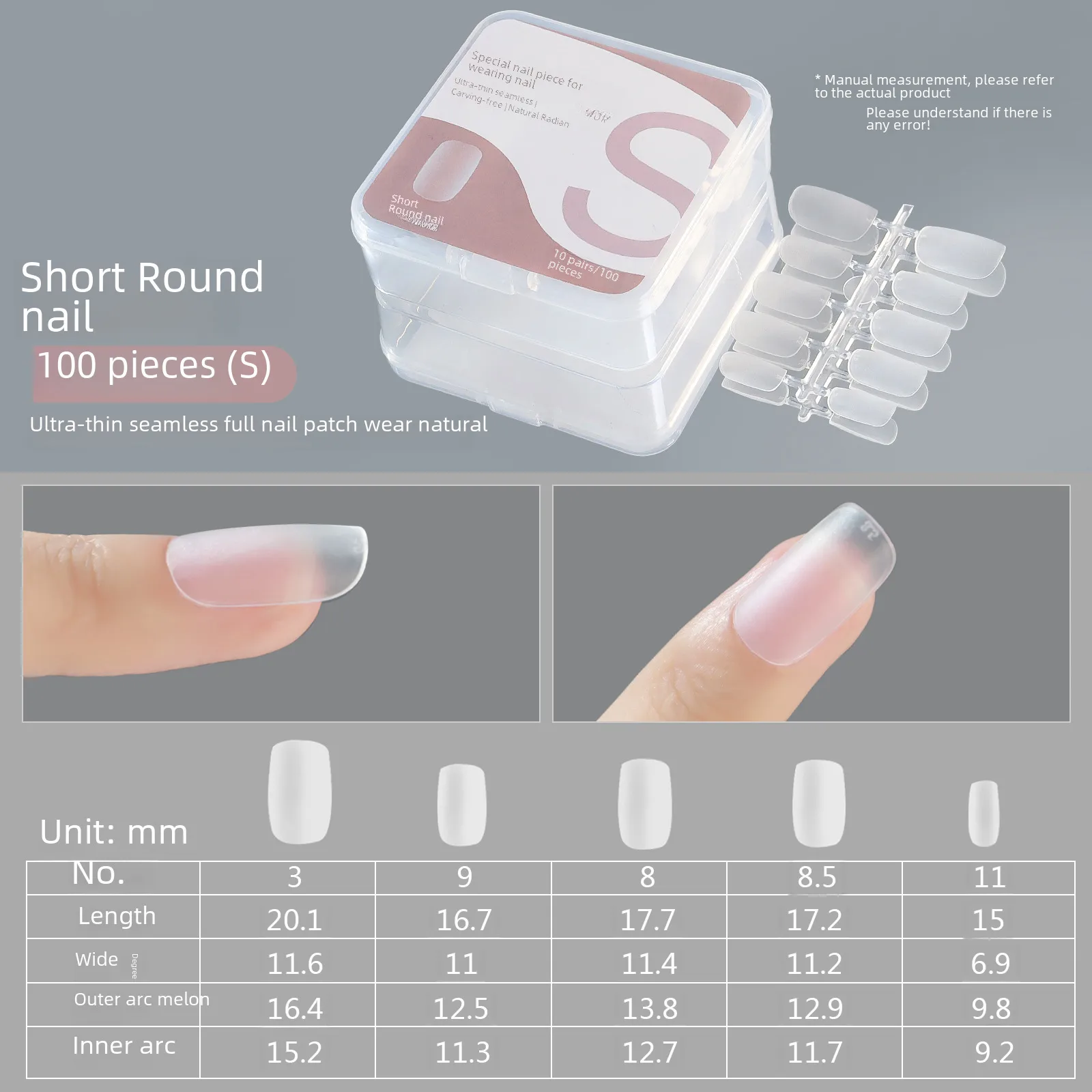 Nail Wear Nail Special Nail Tip Carving-Free Ultra-Thin Seamless Fake Nail Patch Nail Art 100 Pieces Factory Wholesale display picture 11