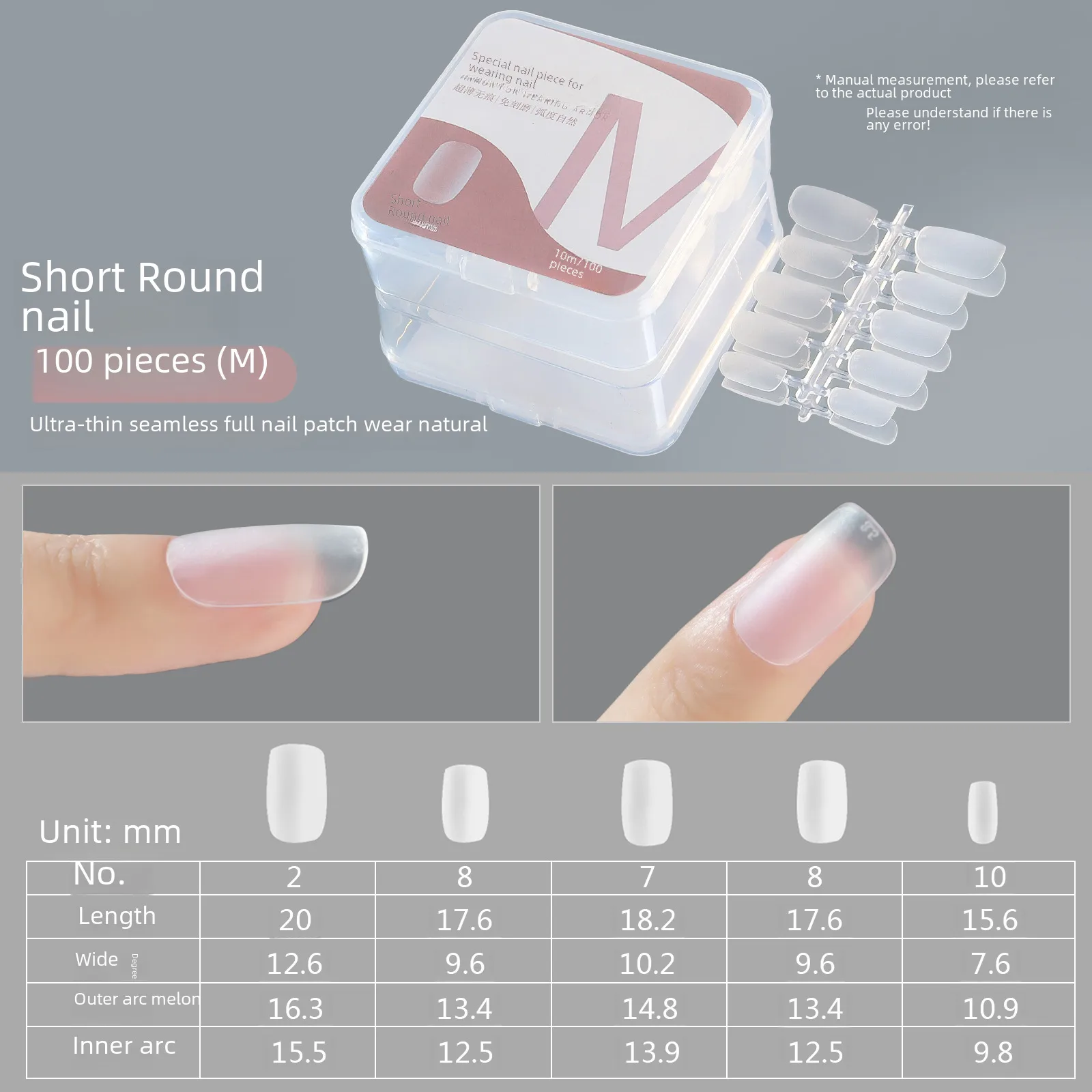 Nail Wear Nail Special Nail Tip Carving-Free Ultra-Thin Seamless Fake Nail Patch Nail Art 100 Pieces Factory Wholesale display picture 12
