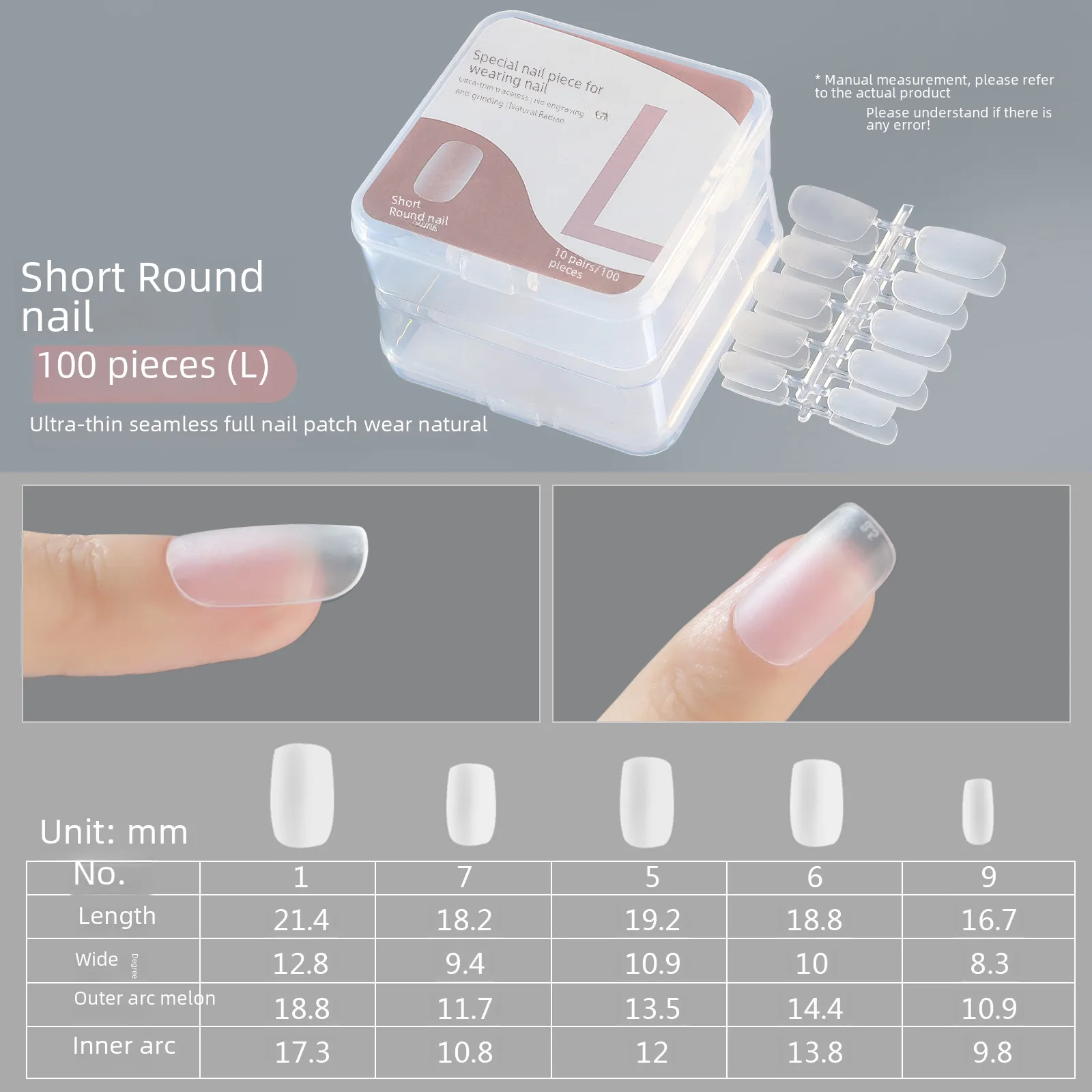 Nail Wear Nail Special Nail Tip Carving-Free Ultra-Thin Seamless Fake Nail Patch Nail Art 100 Pieces Factory Wholesale display picture 13