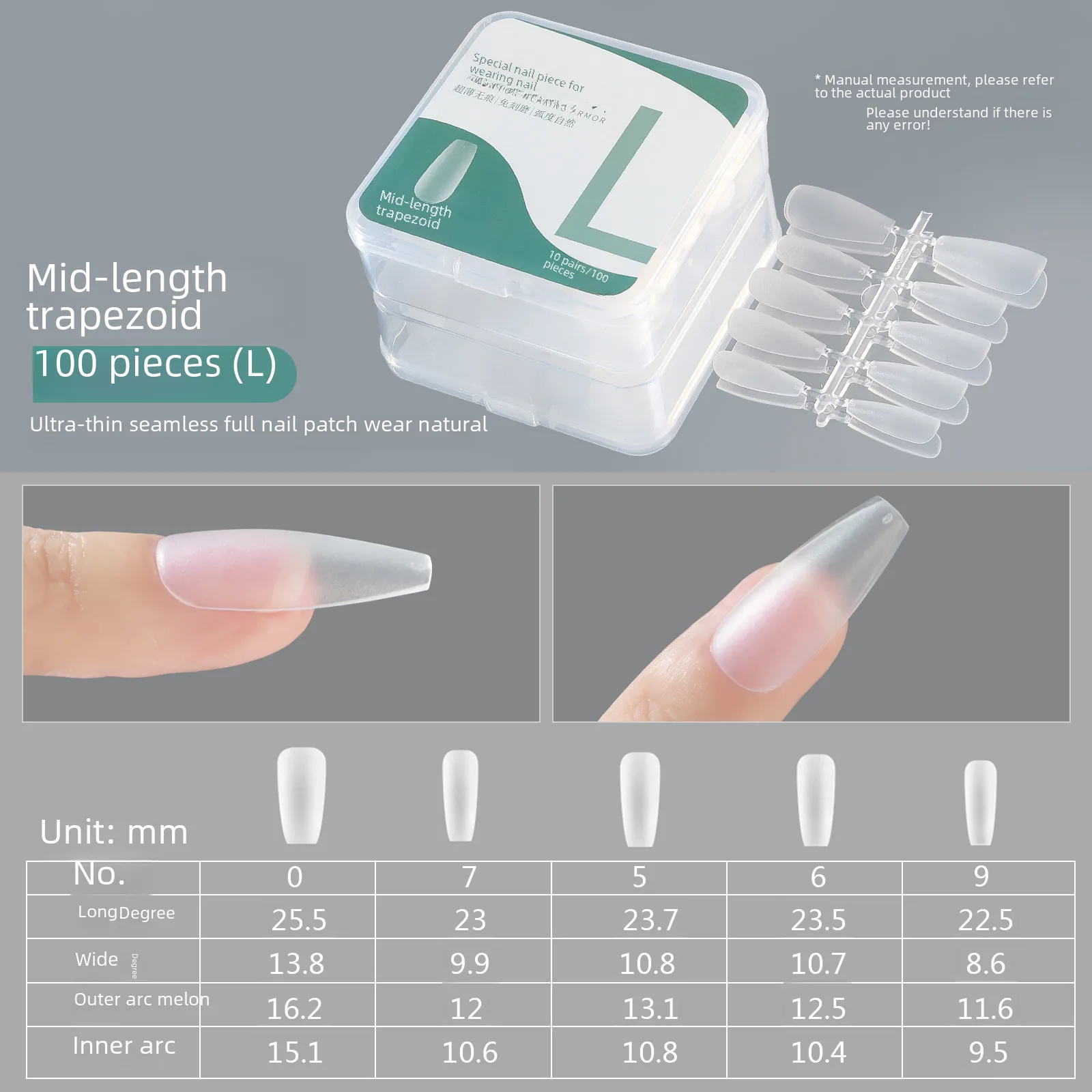Nail Wear Nail Special Nail Tip Carving-Free Ultra-Thin Seamless Fake Nail Patch Nail Art 100 Pieces Factory Wholesale display picture 16