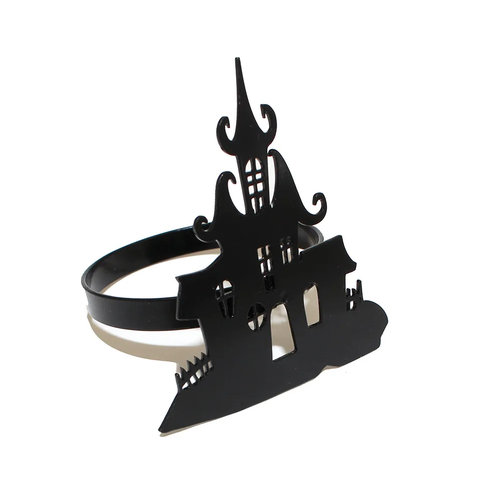 In Stock New Product Napkin Ring House Of Horrors Napkin Ring Creative Simple Black Castle Napkin Ring Halloween Wholesale display picture 2