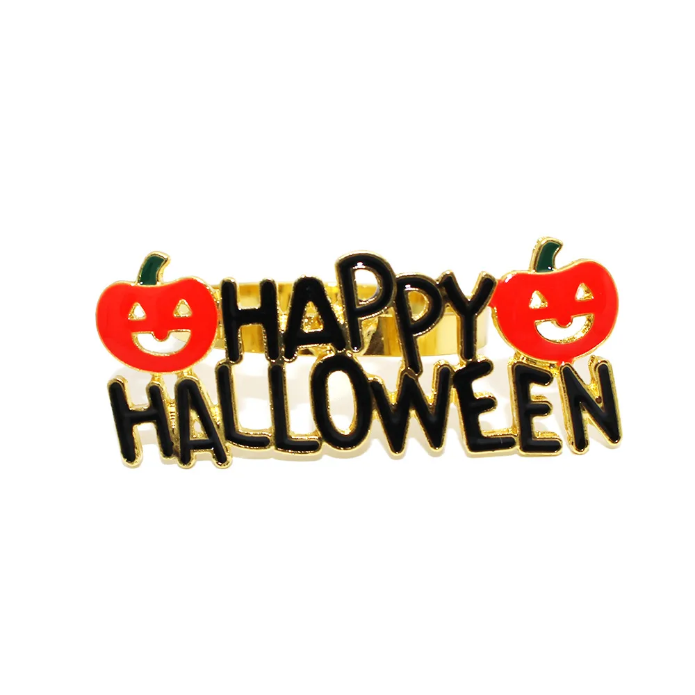 Popular Hotel Napkin Ring Happy Halloween Pumpkin Napkin Ring Letters Napkin Ring Dining-Table Decoration Accessories Manufacturer display picture 1