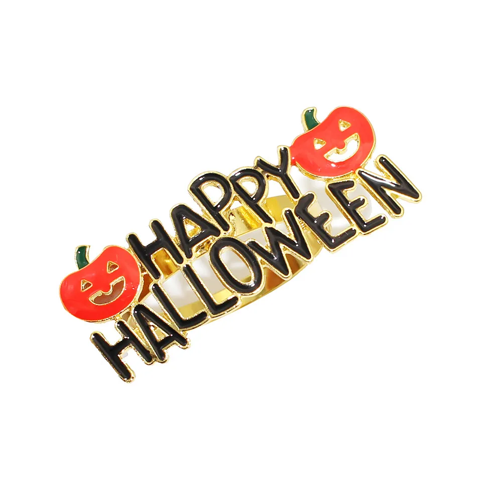 Popular Hotel Napkin Ring Happy Halloween Pumpkin Napkin Ring Letters Napkin Ring Dining-Table Decoration Accessories Manufacturer display picture 3