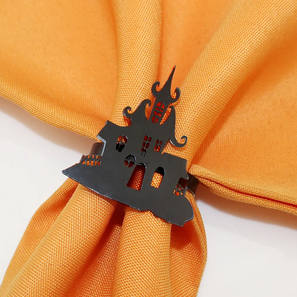 In Stock New Product Napkin Ring House Of Horrors Napkin Ring Creative Simple Black Castle Napkin Ring Halloween Wholesale display picture 4