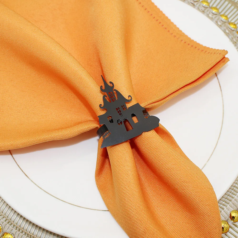 In Stock New Product Napkin Ring House Of Horrors Napkin Ring Creative Simple Black Castle Napkin Ring Halloween Wholesale display picture 6