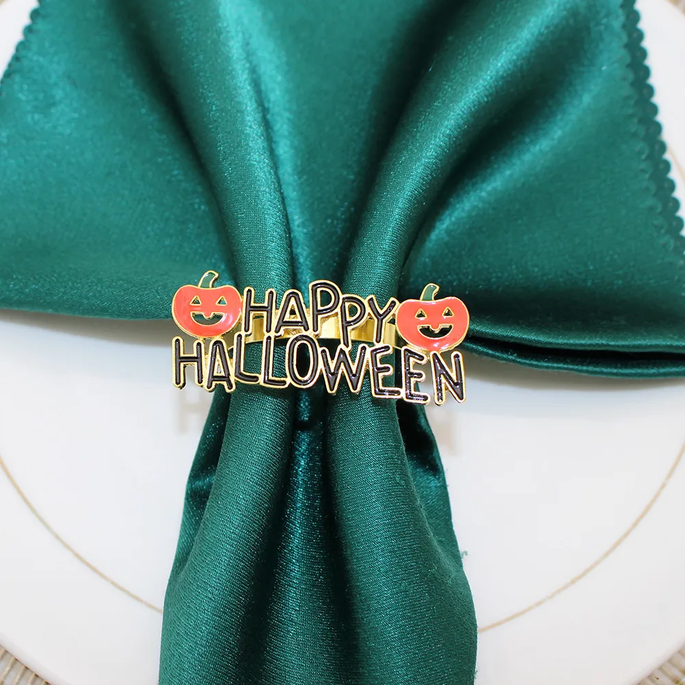 Popular Hotel Napkin Ring Happy Halloween Pumpkin Napkin Ring Letters Napkin Ring Dining-Table Decoration Accessories Manufacturer display picture 7