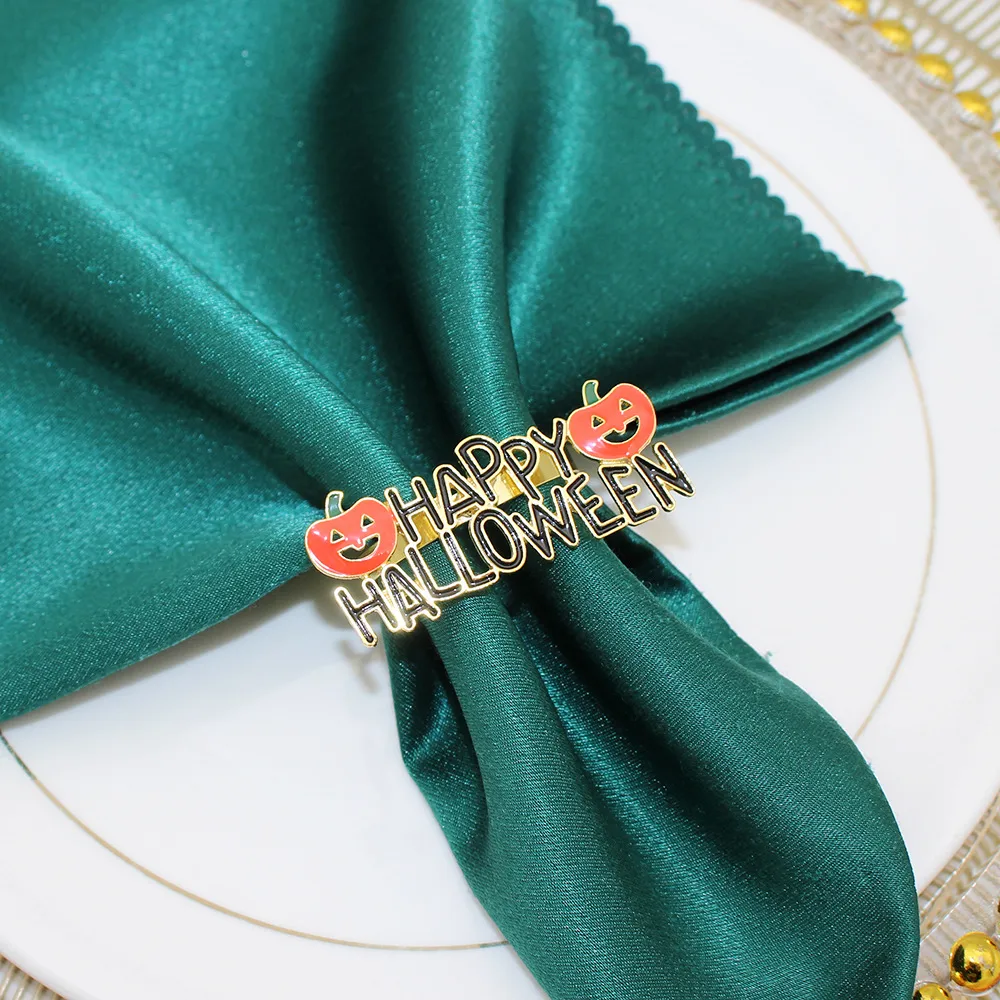 Popular Hotel Napkin Ring Happy Halloween Pumpkin Napkin Ring Letters Napkin Ring Dining-Table Decoration Accessories Manufacturer display picture 8