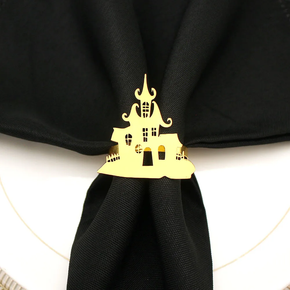 In Stock New Product Napkin Ring House Of Horrors Napkin Ring Creative Simple Black Castle Napkin Ring Halloween Wholesale display picture 13